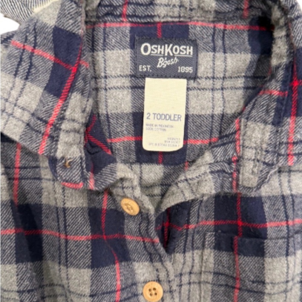 OshKosh B'gosh Plaid Button Down Shirts - Green and Blue - Picture 4 of 5